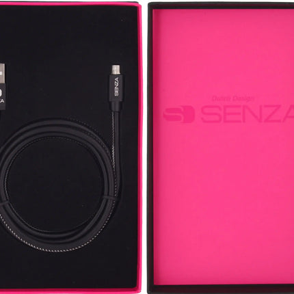 Senza Premium Leather Charge/Sync Cable Micro Usb 1.5M. 12W Black Senza