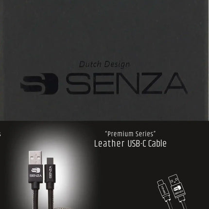 Senza Premium Leather Charge/Sync Cable Usb-C 1.5M. 15W Black Senza