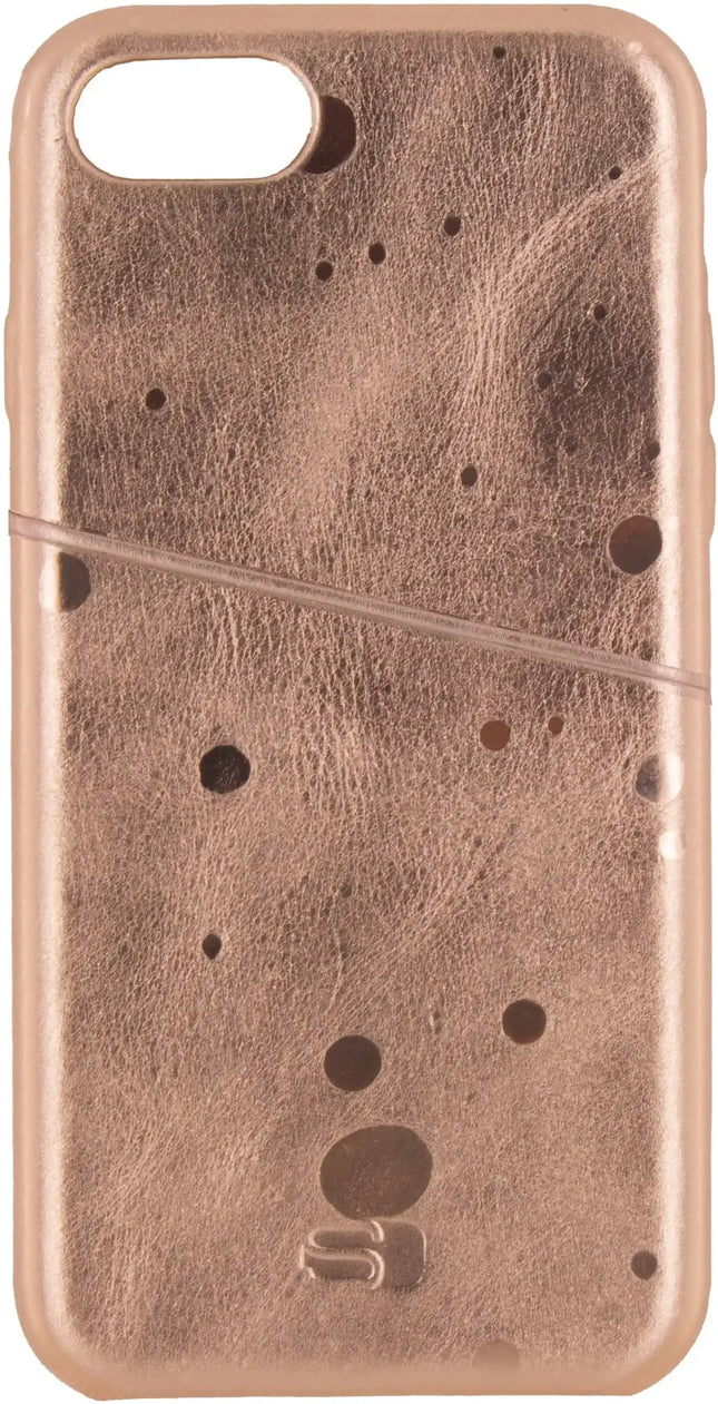 Senza Glam Leather Cover With Card Slot Apple Iphone 7/8/Se (2020/2022) Metallic Rosé Senza