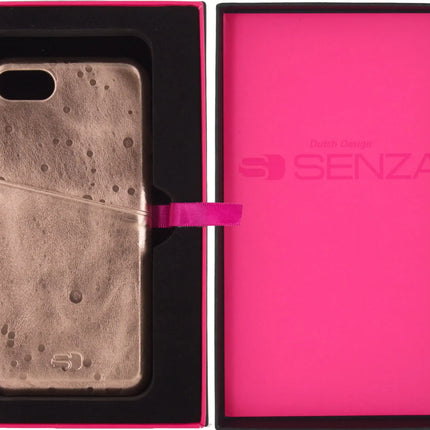 Senza Glam Leather Cover With Card Slot Apple Iphone 7/8/Se (2020/2022) Metallic Rosé Senza