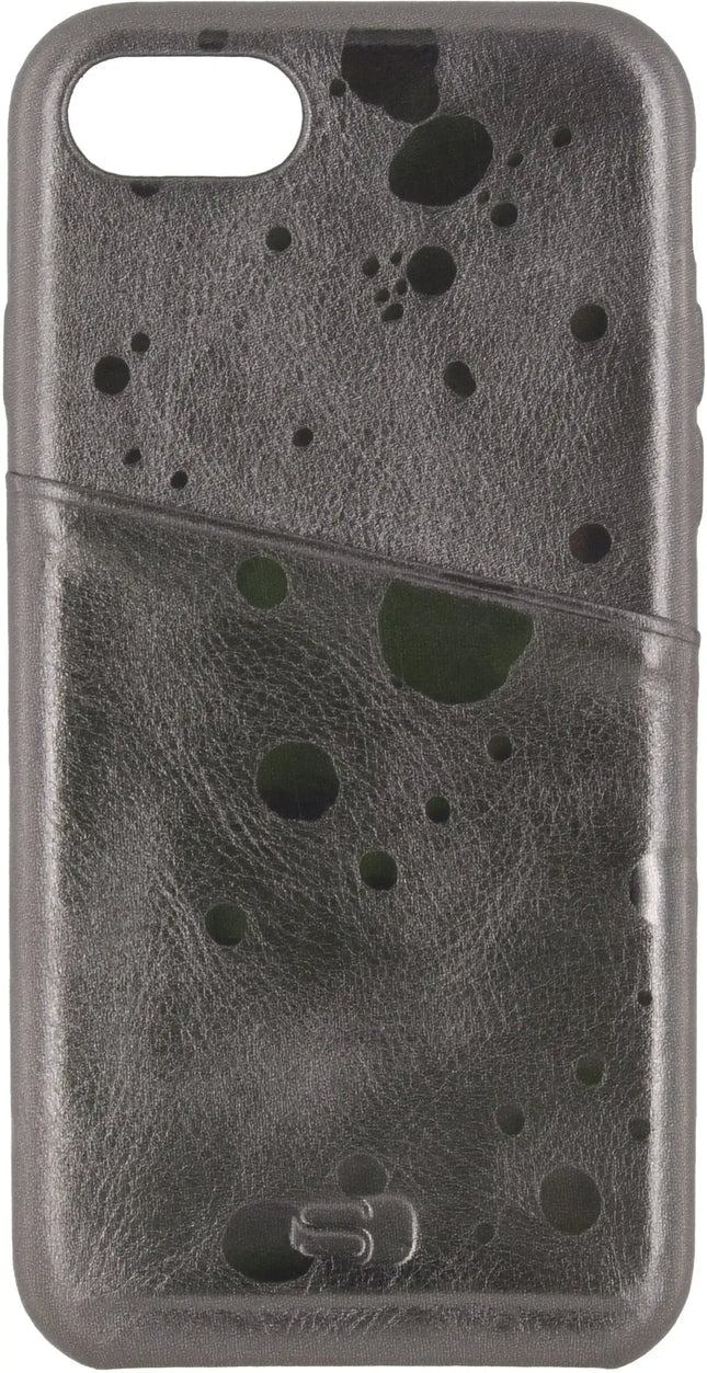 Senza Glam Leather Cover With Card Slot Apple Iphone 7/8/Se (2020/2022) Metallic Grey Senza