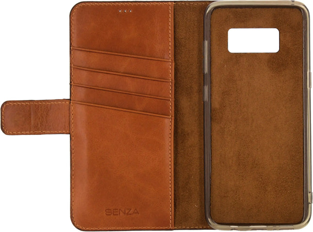 Senza Desire Leather Wallet Samsung Galaxy S8+ Burned Cognac Senza