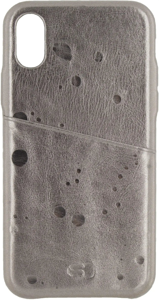 Senza Glam Leather Cover With Card Slot Apple Iphone X/Xs Metallic Grey Senza