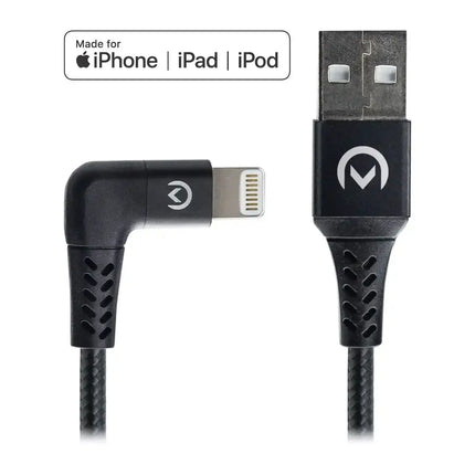 Mobilize Strong Nylon 90° Cable Apple Mfi Lightning 1.5M. 12W Black Mobilize