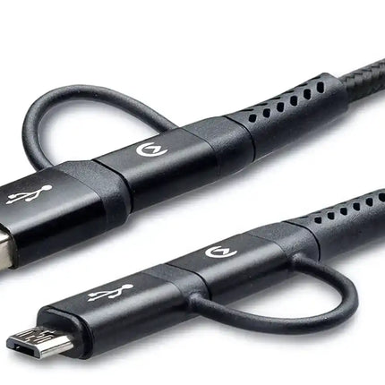 Mobilize Strong Nylon Cable 4In1 Usb, Usb-C To Micro Usb, Usb-C 1.5M Black Mobilize