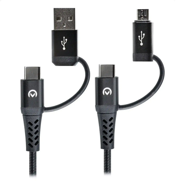 Mobilize Strong Nylon Cable 4In1 Usb, Usb-C To Micro Usb, Usb-C 1.5M Black Mobilize