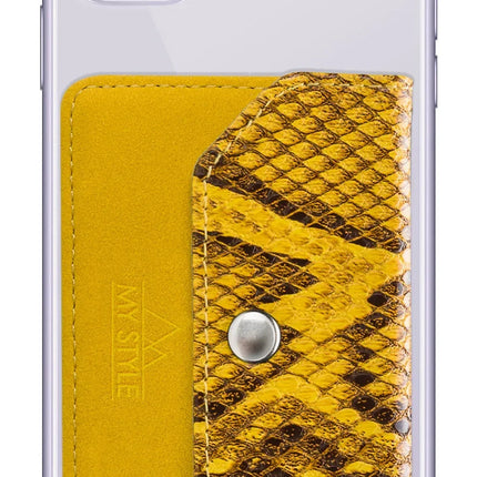 My Style Crossbody Stick-On Phone Pocket With Rfid Yellow Snake