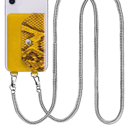 My Style Crossbody Stick-On Phone Pocket With Rfid Yellow Snake
