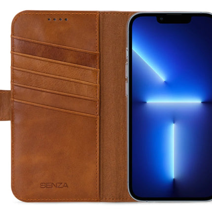 Senza Desire Leather Wallet Apple Iphone 13 Pro Burned Cognac Senza
