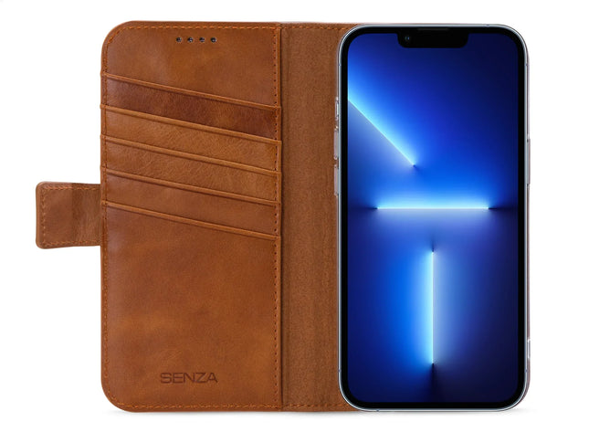 Senza Desire Leather Wallet Apple Iphone 13 Pro Burned Cognac Senza