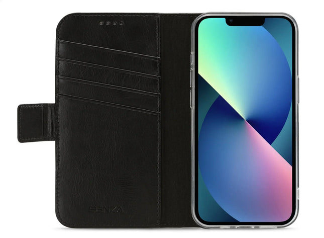 Senza Pure Leather Wallet Apple Iphone 13 Mini Deep Black Senza