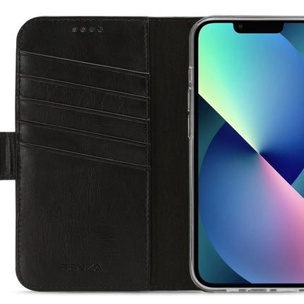 Senza Pure Leather Wallet Apple Iphone 13 Deep Black Senza