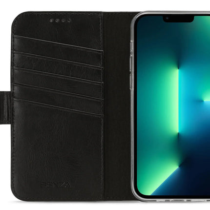 Senza Pure Leather Wallet Apple Iphone 13 Pro Max Deep Black Senza
