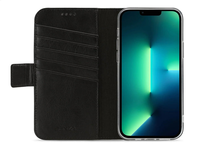 Senza Pure Leather Wallet Apple Iphone 13 Pro Max Deep Black Senza