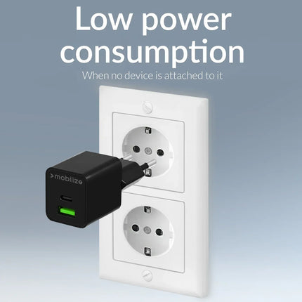 Mobilize Wall Charger Usb-C + Usb Gan 30W With Pd/Pps Black