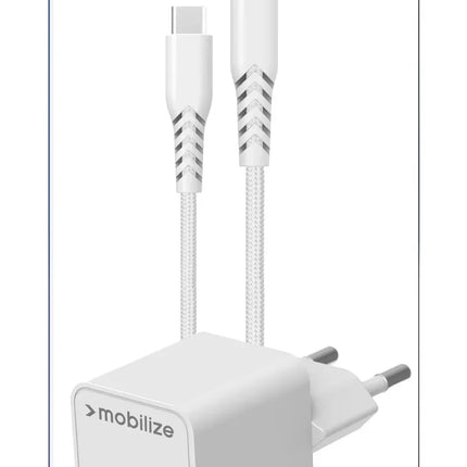 Mobilize Wall Charger Usb-C 20W With Pd + Mfi Lightning Nylon Cable 1.2M White