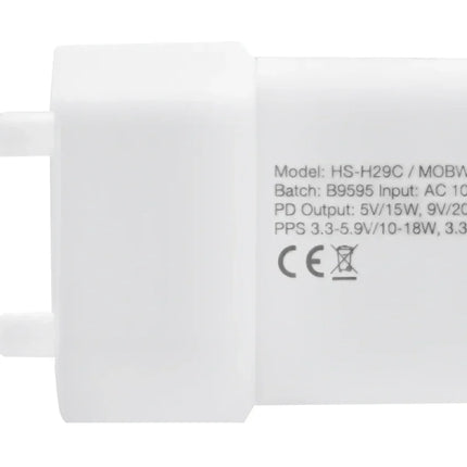 Mobilize Wall Charger Usb-C 20W With Pd + Mfi Lightning Nylon Cable 1.2M White