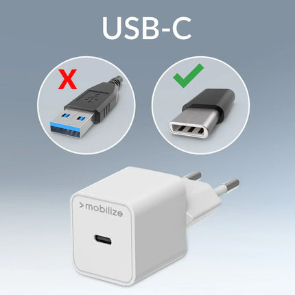Mobilize Wall Charger Usb-C 20W With Pd + Mfi Lightning Nylon Cable 1.2M White