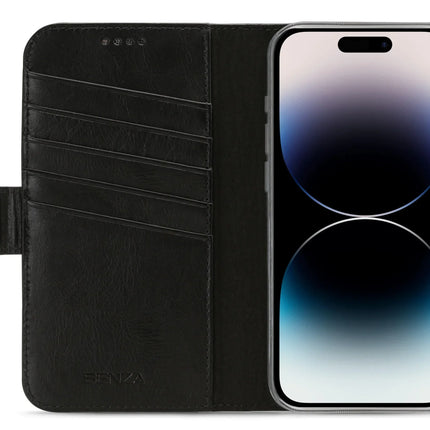 Senza Pure Leather Wallet Apple Iphone 14 Pro Deep Black