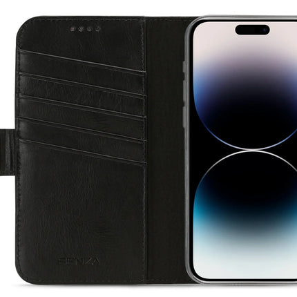 Senza Pure Leather Wallet Apple Iphone 14 Pro Max Deep Black