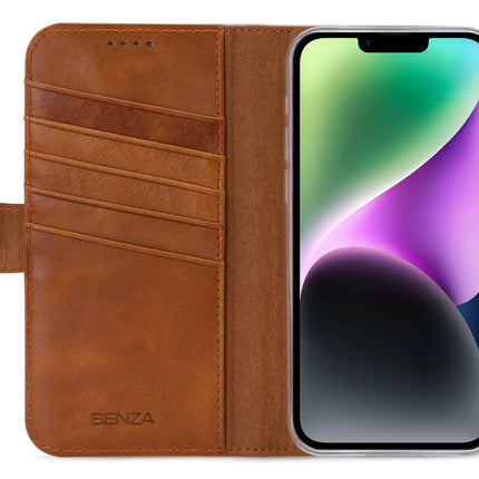 Senza Desire Leather Wallet Apple Iphone 14 Plus Burned Cognac