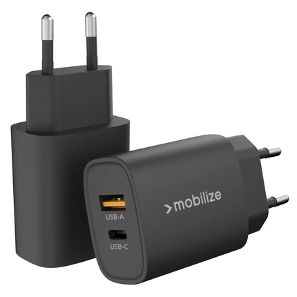 Mobilize Wall Charger Usb-C + Usb 25W With Pd/Pps Black