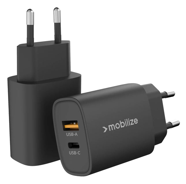 Mobilize Wall Charger Usb-C + Usb 25W With Pd/Pps Black
