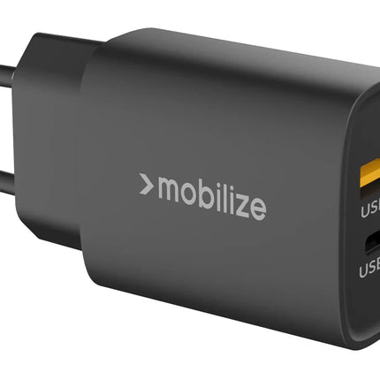 Mobilize Wall Charger Usb-C + Usb 25W With Pd/Pps Black