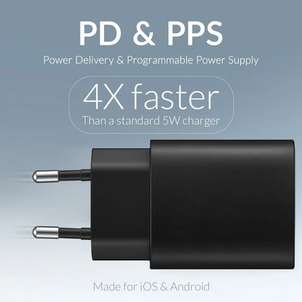 Mobilize Wall Charger Usb-C + Usb 25W With Pd/Pps Black