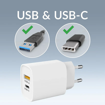 Mobilize Wall Charger Usb-C + Usb 25W With Pd/Pps White