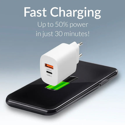 Mobilize Wall Charger Usb-C + Usb 25W With Pd/Pps White