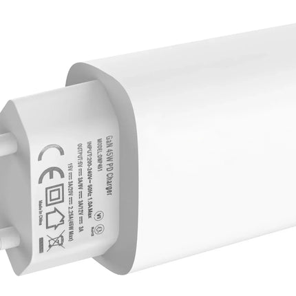 Mobilize Wall Charger 2X Usb-C Gan 45W With Pd/Pps White