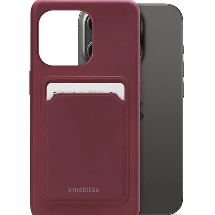 Mobilize Rubber Gelly Card Case Apple Iphone 15 Pro Matt Bordeaux