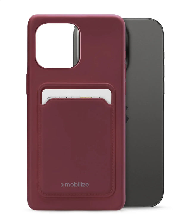 Mobilize Rubber Gelly Card Case Apple Iphone 15 Pro Max Matt Bordeaux