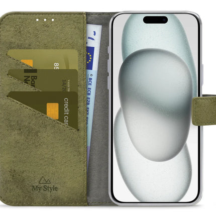 My Style Flex Wallet For Apple Iphone 15 Plus Olive