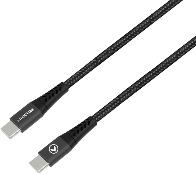 Mobilize Strong Nylon Cable Usb-C To Usb-C 20Cm. 100W Black