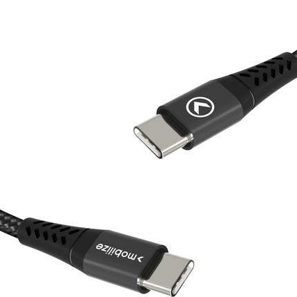 Mobilize Strong Nylon Cable Usb-C To Usb-C 20Cm. 100W Black