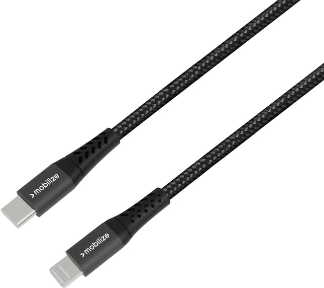 Mobilize Strong Nylon Cable Usb-C To Mfi Lightning 20Cm. 60W Black