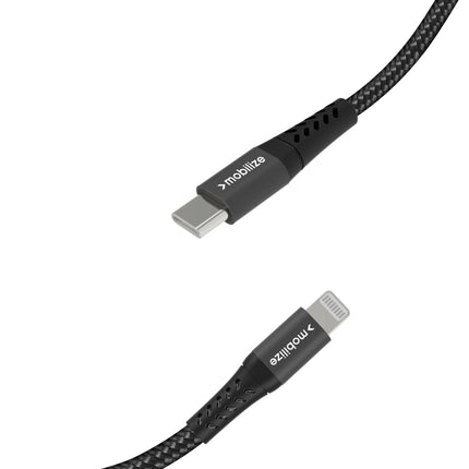 Mobilize Strong Nylon Cable Usb-C To Mfi Lightning 20Cm. 60W Black