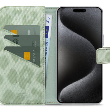 My Style Flex Wallet For Apple Iphone 15 Pro Max Green Leopard