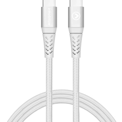 Mobilize Strong Nylon Cable Usb-C To Usb-C 1M. 100W White