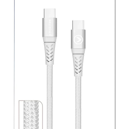 Mobilize Strong Nylon Cable Usb-C To Usb-C 1M. 100W White