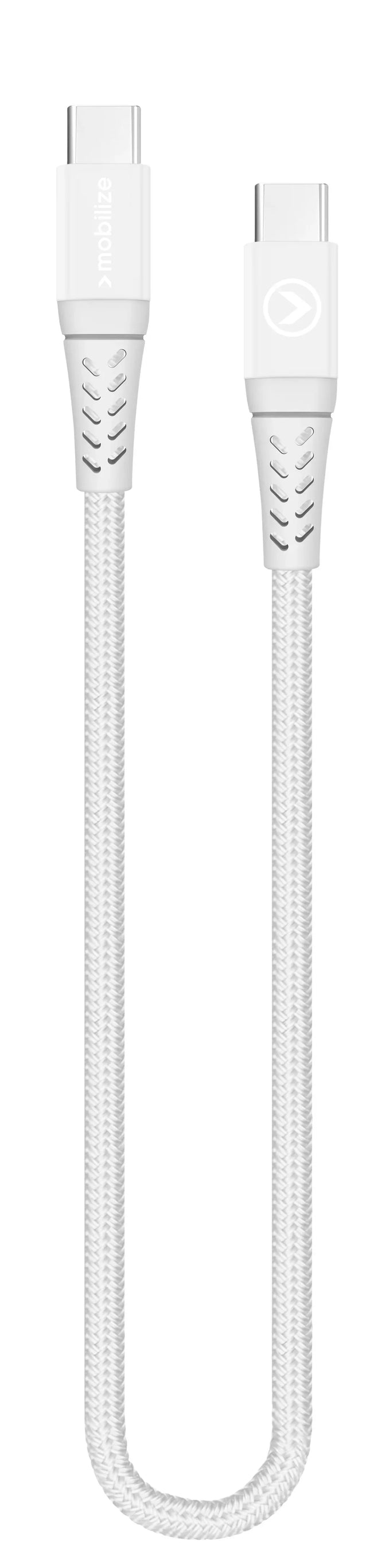 Mobilize Strong Nylon Cable Usb-C To Usb-C 20Cm. 100W White