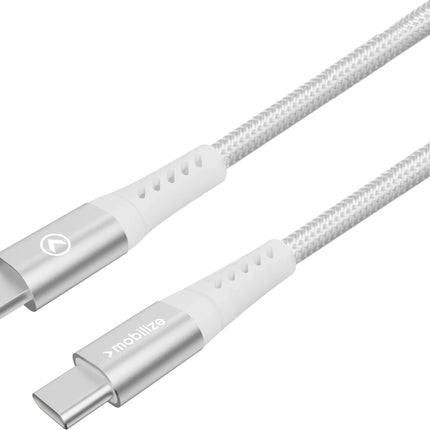 Mobilize Strong Nylon Cable Usb-C To Usb-C 20Cm. 100W White