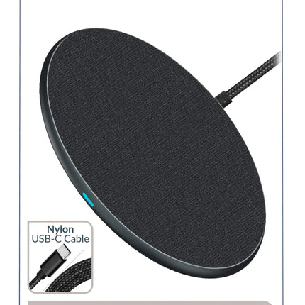Mobilize Wireless Fast Charger Flat 5W/7.5W/10W/15W Pu Leather Grey