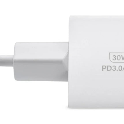 Mobilize Wall Charger Usb-C Gan 30W With Pd/Pps + Usb-C Nylon Cable 1.2M White