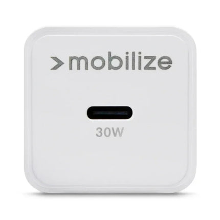 Mobilize Wall Charger Usb-C Gan 30W With Pd/Pps + Usb-C Nylon Cable 1.2M White