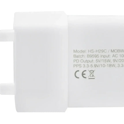 Mobilize Wall Charger Usb-C Gan 30W With Pd/Pps + Usb-C Nylon Cable 1.2M White