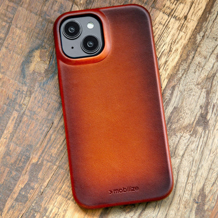 Mobilize Magsafe Compatible Premium Leather Case Apple Iphone 15 Plus Burned Cognac