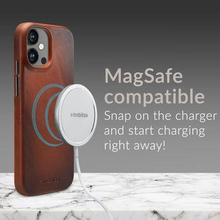 Mobilize Magsafe Compatible Premium Leather Case Apple Iphone 15 Pro Max Burned Cognac